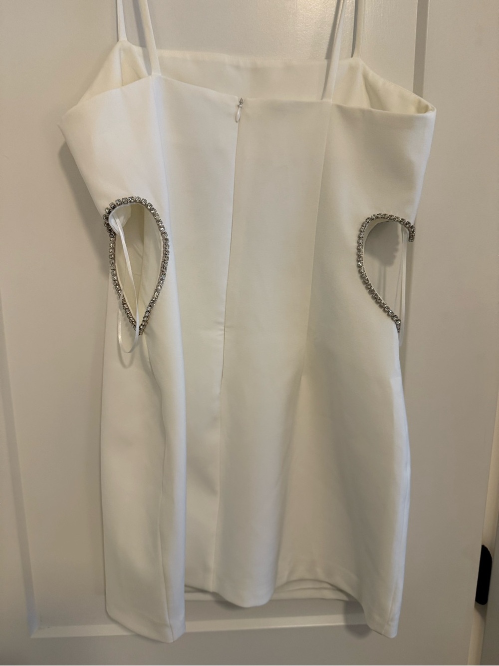 Nasty Gal White Mini Dress with Rhinestone Heart Cutouts - Picture 3 of 5